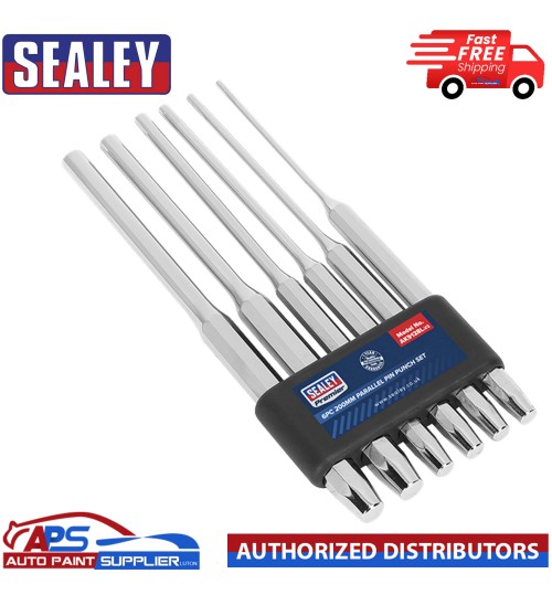 Sealey AK9128L 6pc Long Parallel Pin Punch Set 200mm 3, 4, 5, 6, 8 10mm Diameter